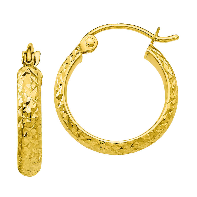 Diamond Cut Hoop Earrings in 14K Yellow Gold | Helzberg Diamonds