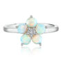 Opal &amp; Diamond Accent Flower Ring in 14K White Gold