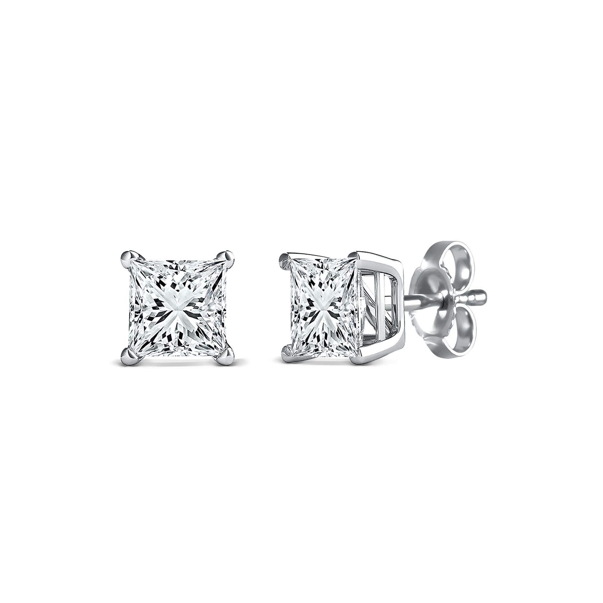 1/2 Ctw. Princess Cut Diamond Stud Earrings in 14K Gold | Helzberg 