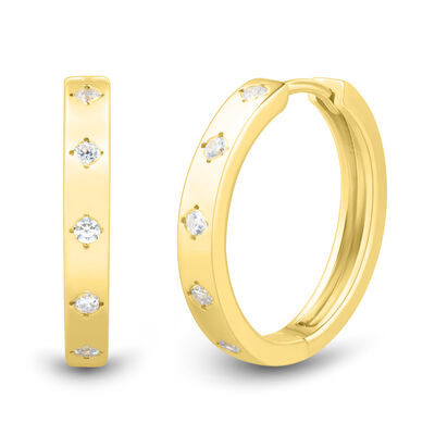 Lab Grown Diamond Five-Stone Hoop Earrings in Vermeil, 20MM (1/4 ct. tw.)