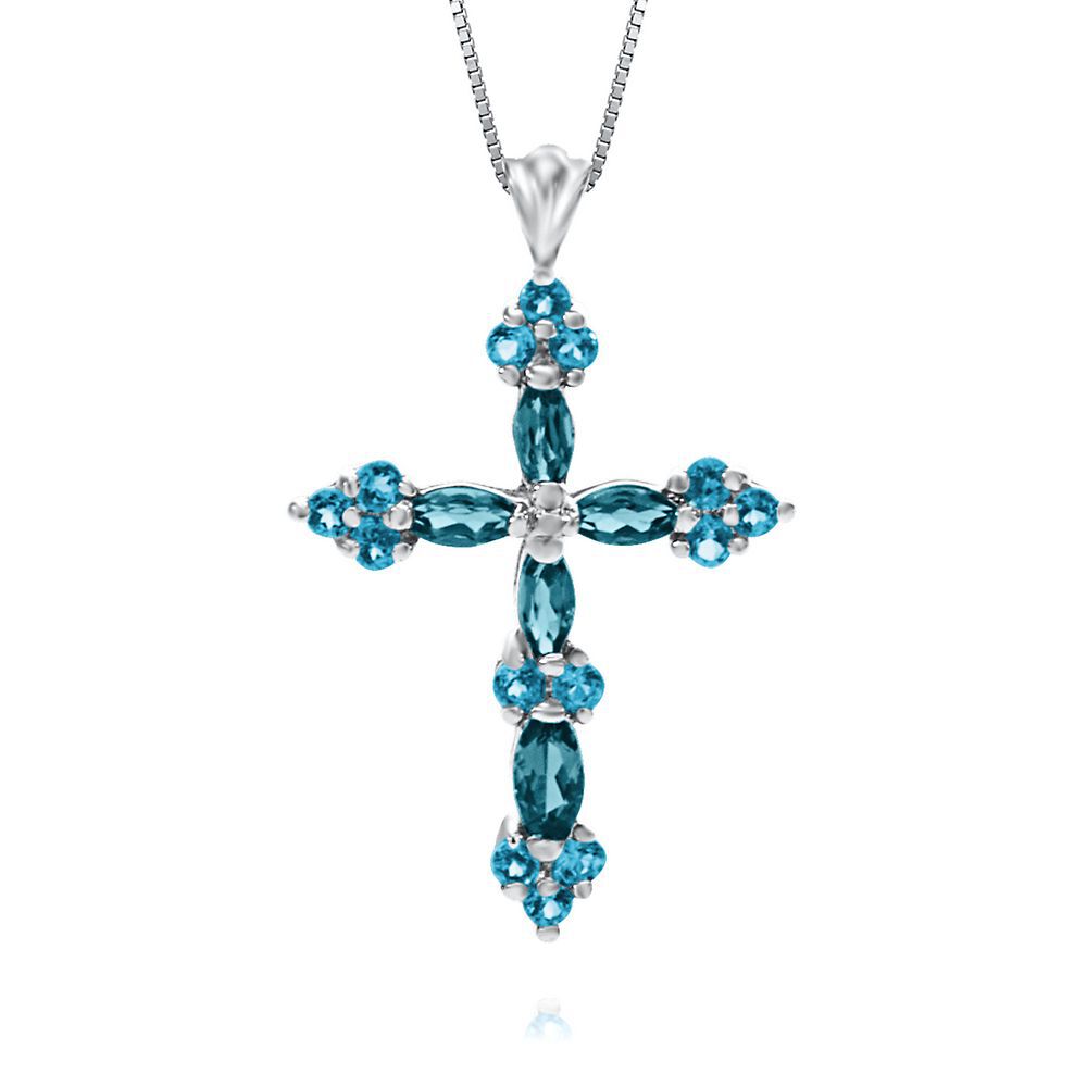 Cross with Black Diamonds in Stainless Steel
