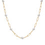 Pearl and Paperclip Chain Station Necklace in Vermeil, 18&quot;