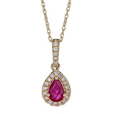 Diamond & Lab-Created Ruby Owl Charm 3/4 ct tw Round & Baguette-cut 10K  Yellow Gold