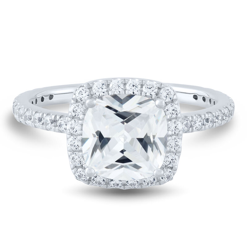 Lab Grown Diamond Cushion-Cut Halo Engagement Ring in 14K White Gold &#40;3 ct. tw.&#41;