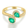 Emerald &amp; Diamond Bypass Ring in 10K Yellow Gold &#40;1/5 ct. tw.&#41;