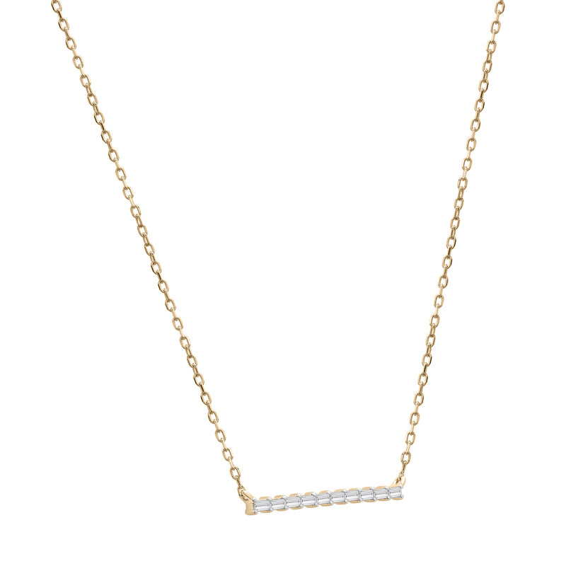 1/7 Ct. Tw. Baguette Diamond Bar Necklace | 14K Yellow Gold | Size 18 | Laure by Aurate