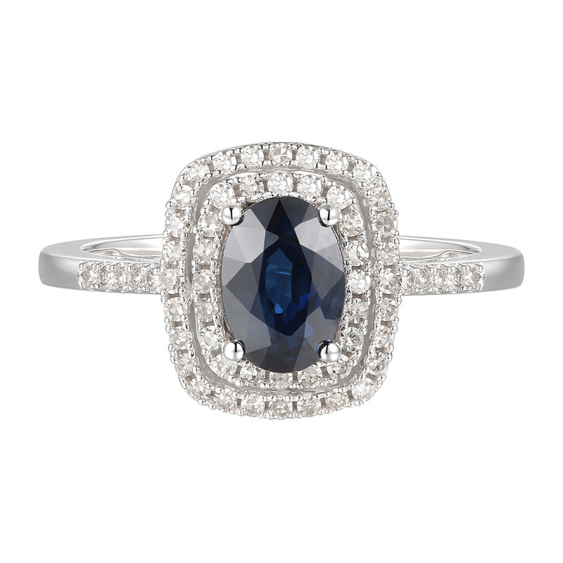 Blue Sapphire & 1/4 ct. tw. Diamond Ring in 10K White Gold | Helzberg ...