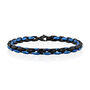 Men&rsquo;s Two-Tone Link Bracelet in Black &amp; Blue Ion-Plated Stainless Steel