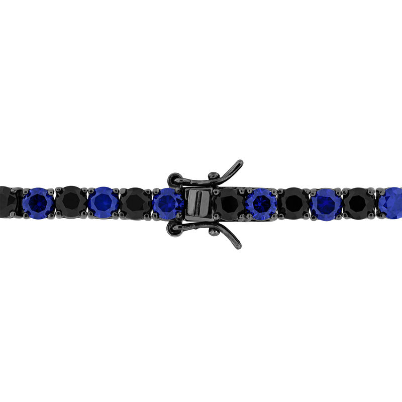 Lab-Created Black &amp; Lab-Created Blue Sapphire Bracelet in Sterling Silver