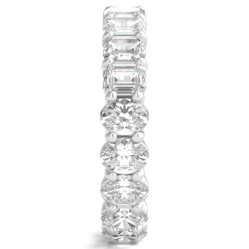 Oval and Emerald-Cut Diamond Eternity Band in 14K White Gold &#40;4 ct. tw.&#41;