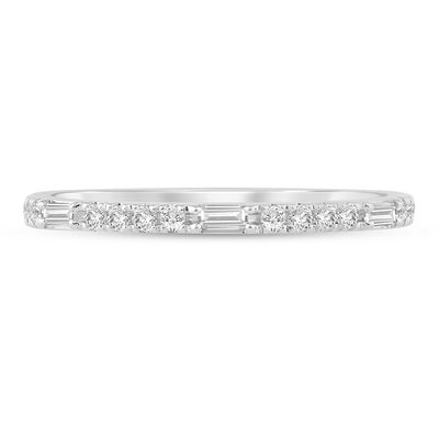 Lab Grown Diamond Round & Baguette Stack Band in 10K Gold (1/5 ct. t.w)