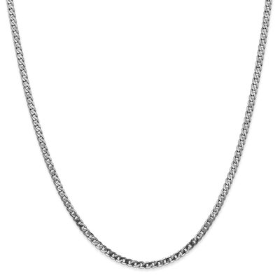 Solid Flat Beveled Curb Chain in 14K White Gold, 2.9MM, 24”