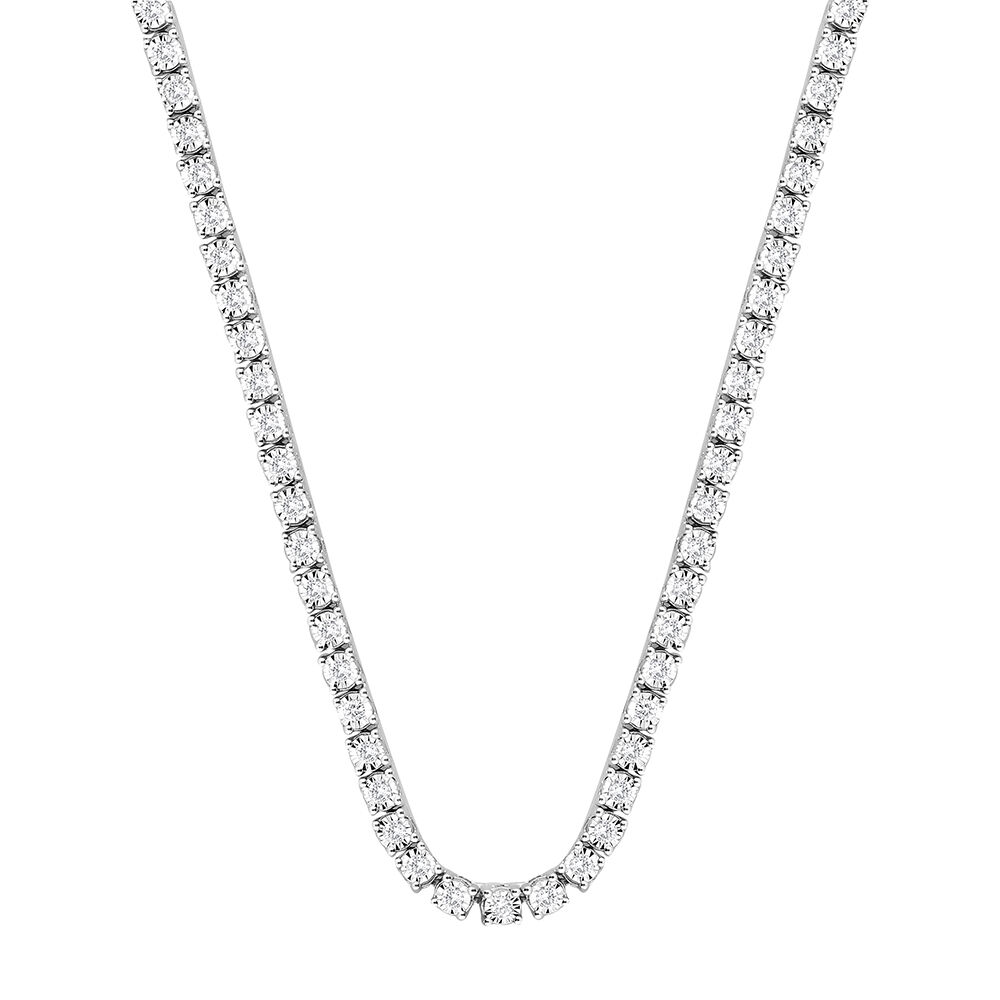 Diamond Thin Half Tennis Necklace 14K – Adina Eden