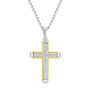 Men&#39;s Diamond Cross Pendant in White &amp; Yellow Stainless Steel &#40;1/7 ct. tw.&#41;