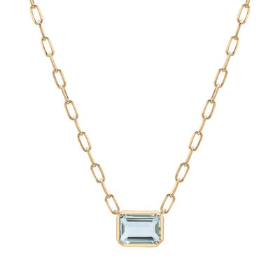 Gemstone Emerald-Cut Necklace in Vermeil