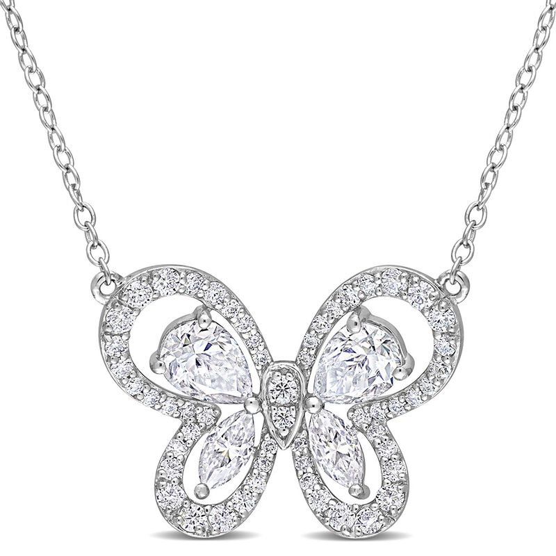 Moissanite Butterfly Necklace in Sterling Silver &#40;1 3/4 ct. dew&#41;