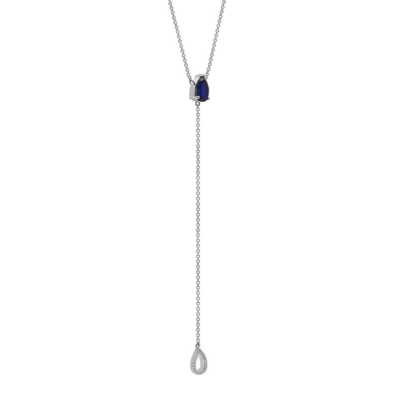 Lab Created Blue Sapphire and Diamond Accent Necklace