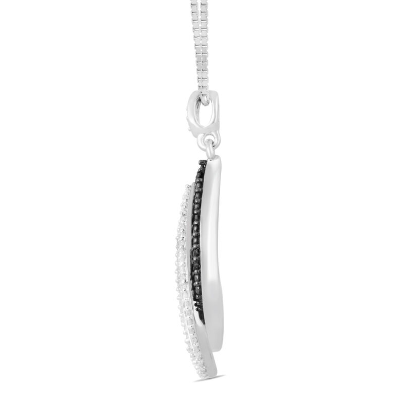 Black Diamond &amp; Diamond Teardrop Pendant in Sterling Silver &#40;1/5 ct. tw.&#41;