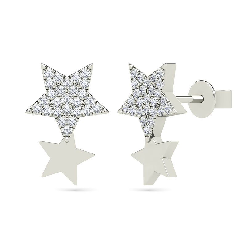 Diamond Star Earrings in 14K Gold