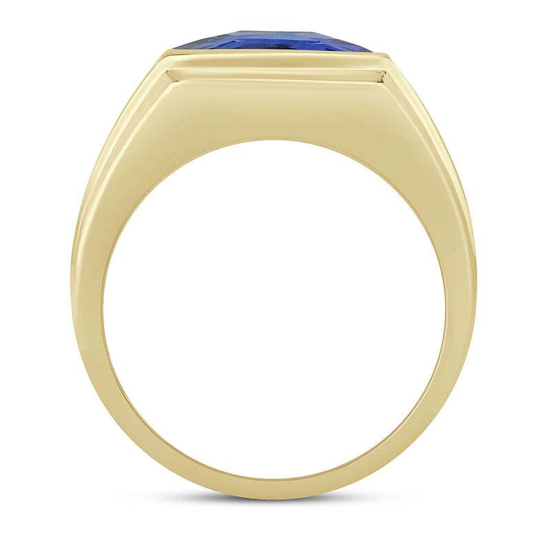 Lab Created Blue Sapphire and Diamond Ring in 10K Yellow Gold &#40;1/7 ct. tw.&#41;