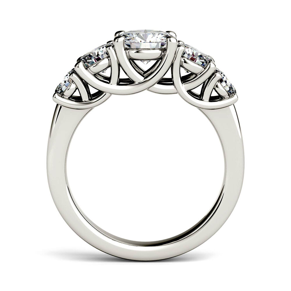 Forever One™ 5 Stone Moissanite Ring, 14K White Gold 2 1/3 ct. tw.
