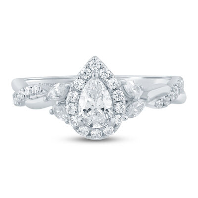 Francis Pear-Shaped Diamond Halo Engagement Ring in 14K Gold (7/8 ct. tw.)