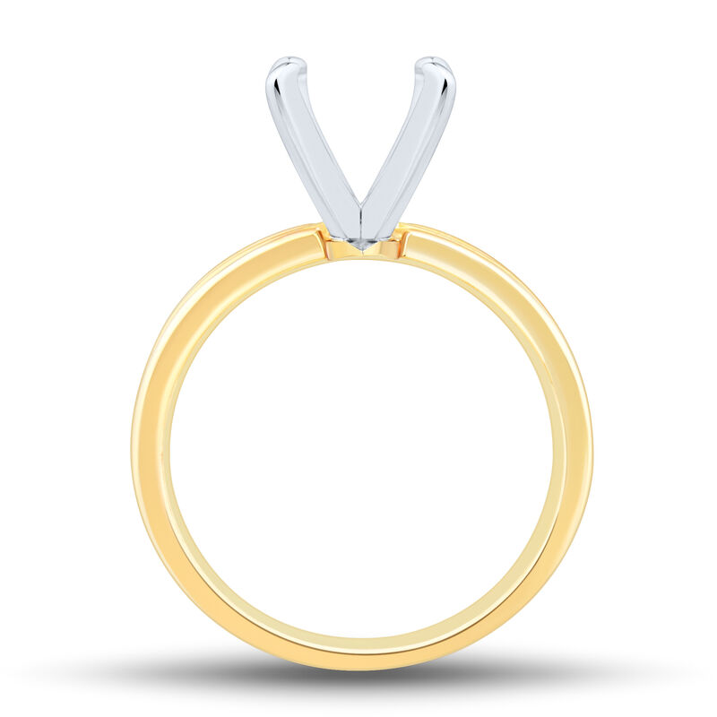 Solitaire Three-Row Semi-Mount Engagement Ring in 14K Yellow and White Gold &#40;Setting Only&#41;