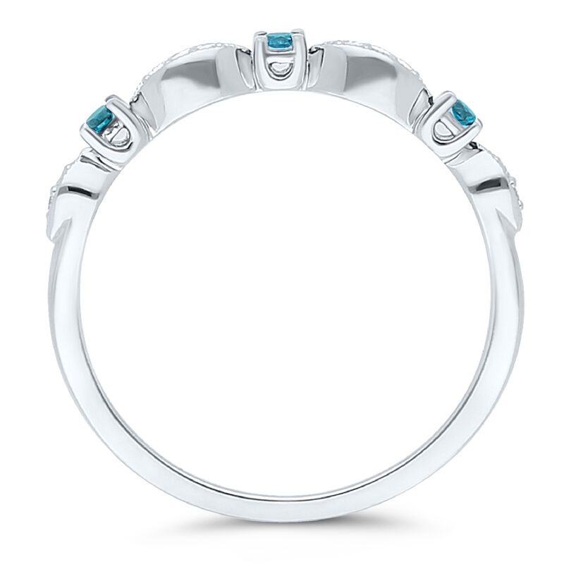 1/8 ct. tw. Blue &amp; White Diamond Stack Band in 10K White Gold