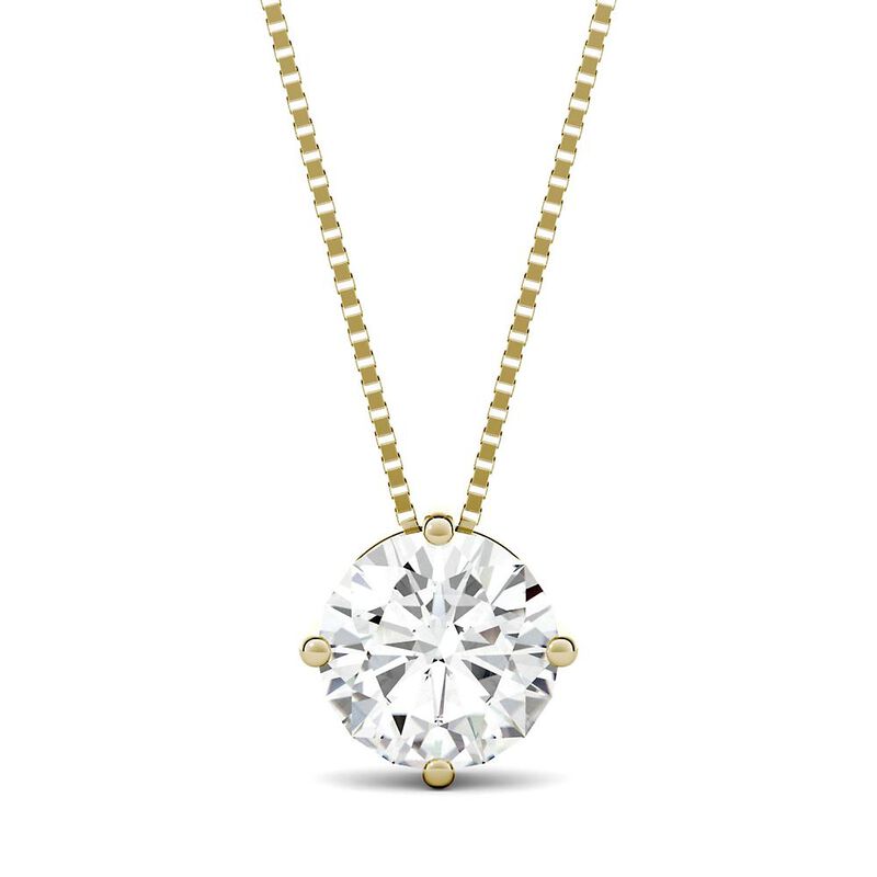 1 Carat Round Diamond Solitaire Necklace in 14K Yellow Gold