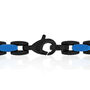 Men&rsquo;s Chain Link Necklace in Black &amp; Blue Ion-Plated Stainless Steel, 24&rdquo;