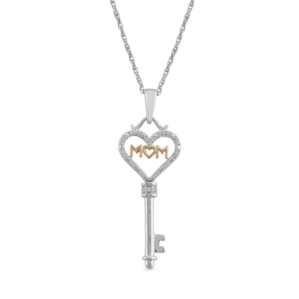 Mommy Chic Sterling Silver “MOM” w/Diamond Pendant - Robinette Jewelers
