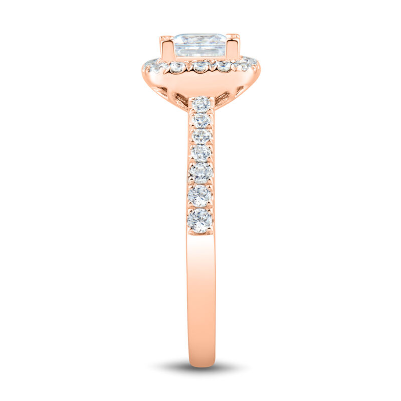 Lab Grown Diamond Princess-Cut Halo Engagement Ring in 14K Rose Gold &#40;1 1/2 ct. tw.&#41;