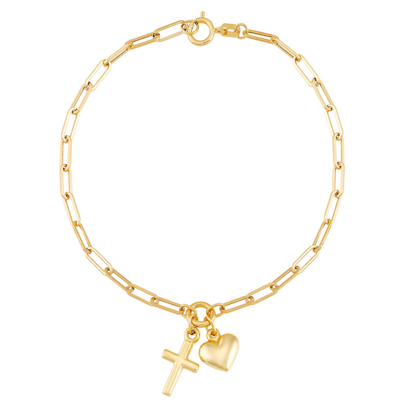 Paperclip Bracelet with Charms in 14K Yellow Gold