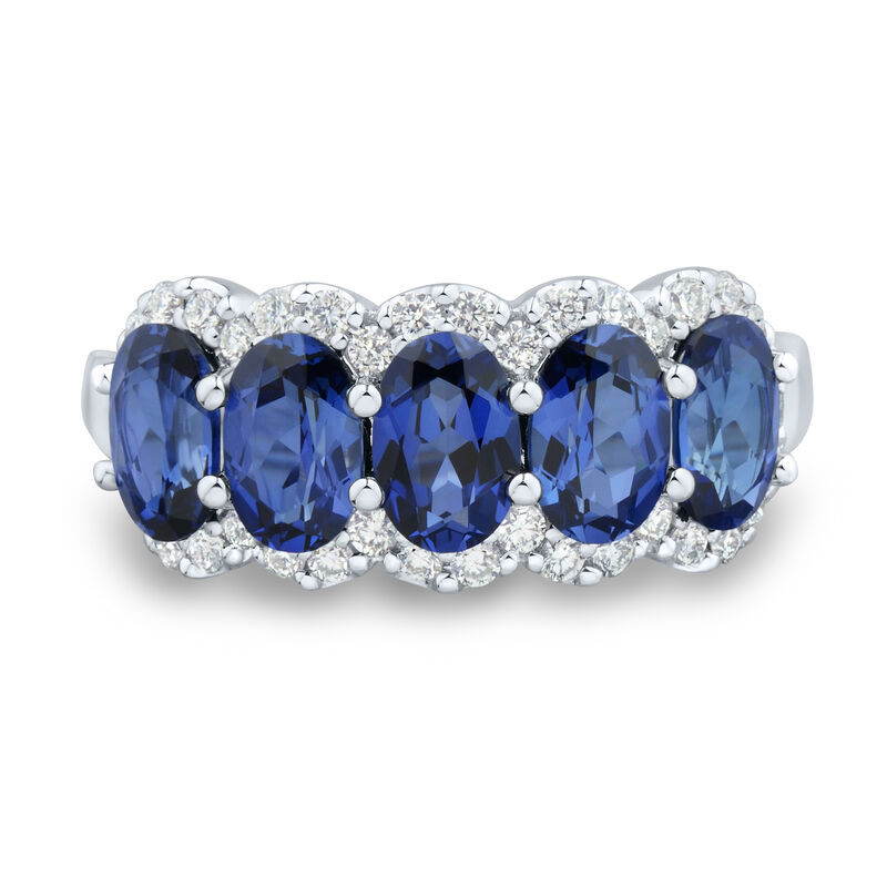 Lab-Created Blue Sapphire and Lab Grown Diamond Band in 10K White Gold &#40;1/3 ct. tw.&#41;