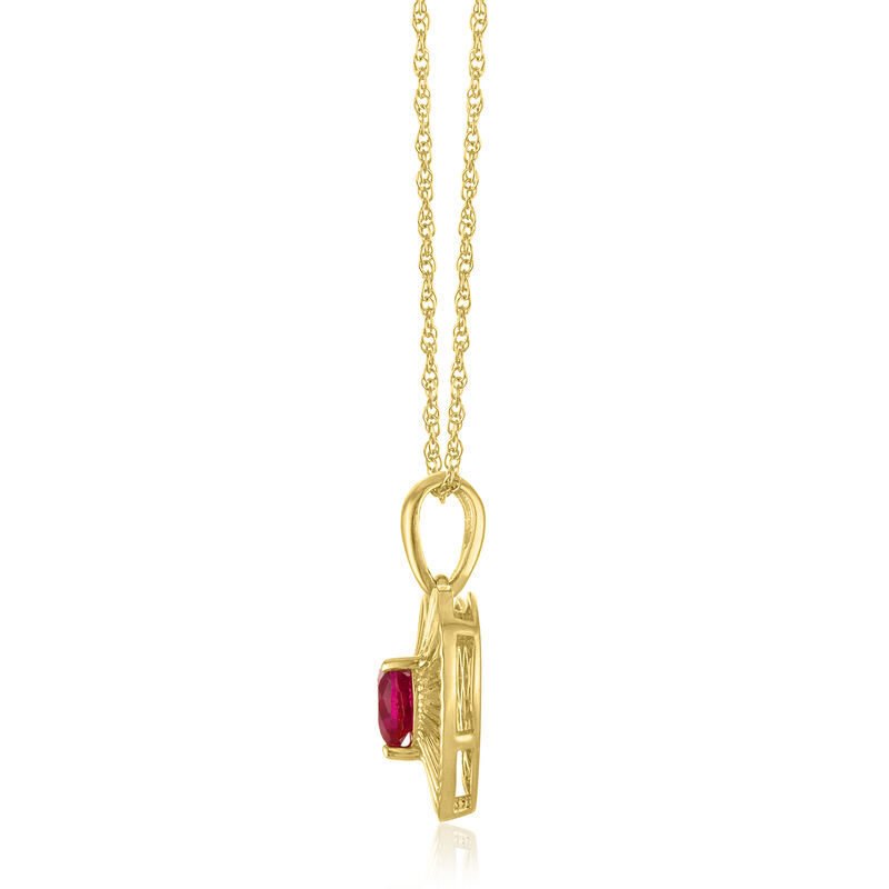 Heart-Shaped Ruby Pendant in 10K Yellow Gold