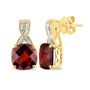 Garnet and Diamond Dangle Earrings in 14K Yellow Gold &#40;1/10 ct. tw.&#41; 