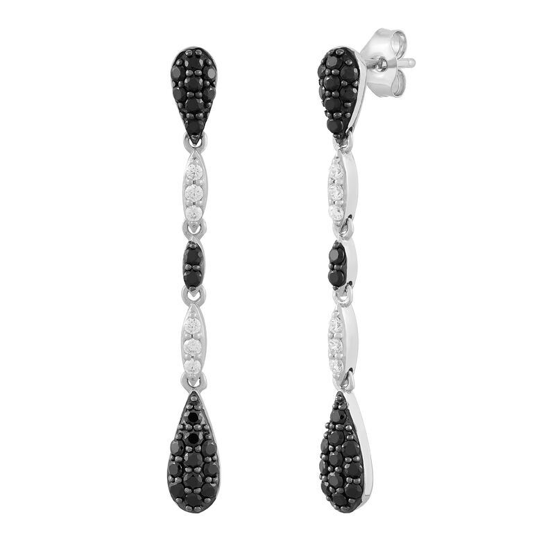 Black and White Diamond Drop Earrings in 10K White Gold &#40;1/2 ct. tw.&#41;