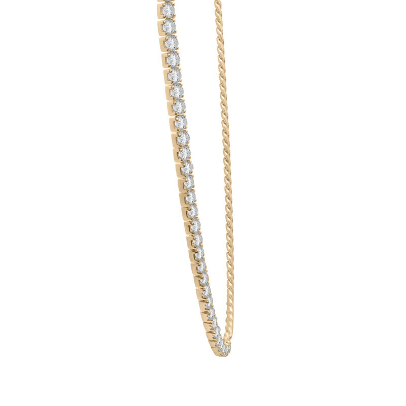 Lab-Created White Sapphire Tennis and Curb Link Necklace in Vermeil