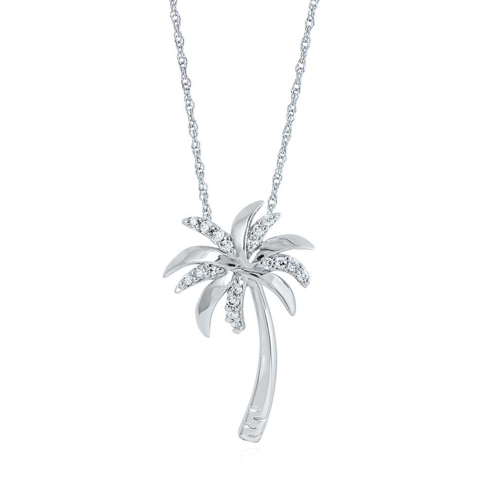 Sterling Silver 18 Inch Palm Tree Necklace with Bronze Sun