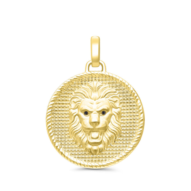 Men&#39;s Black Diamond Accent Lion&#39;s Head Charm in 10K Yellow Gold