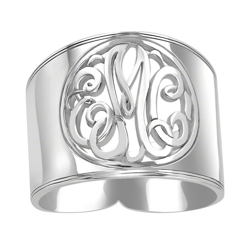 Initial heart ring Silver monogram ring personalized jewelry