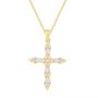 Round and Baguette Diamond Cross Pendant in 14K Yellow Gold &#40;1/4 ct. tw.&#41;