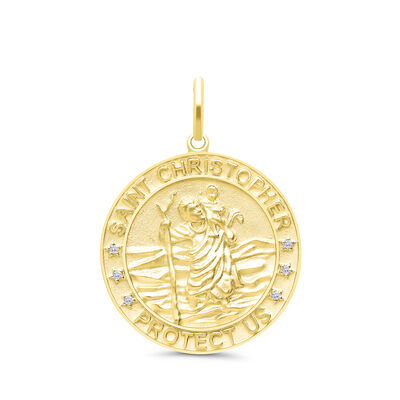 Men's Diamond Accent Saint Christopher Charm in 10K Yellow Gold