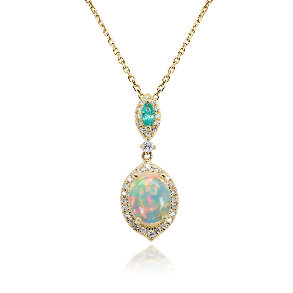 14k Yellow Gold 1/2 Cttw Opal & Diamond Pendant – Exeter Jewelers