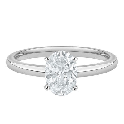 Diamond Oval Solitaire Engagement Ring in 14K Gold