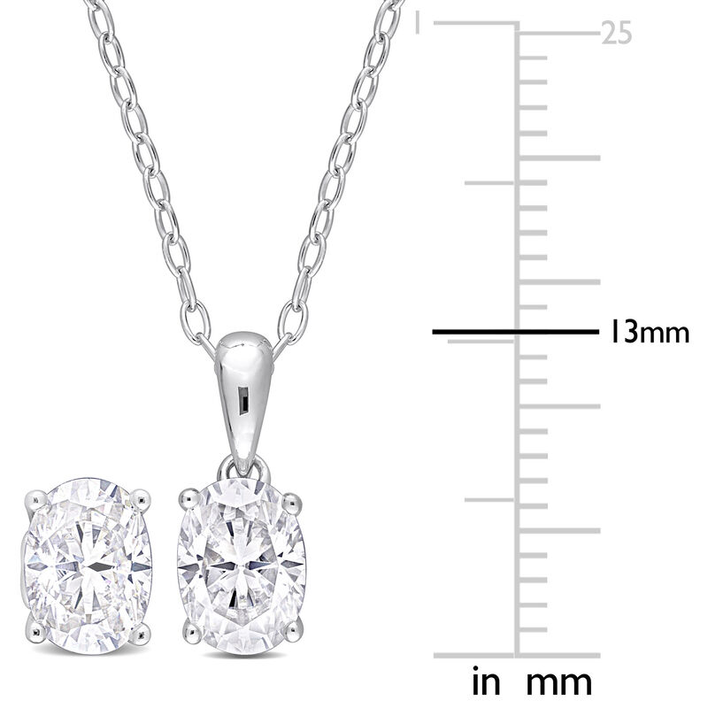 Oval Lab-Created Moissanite Pendant &amp; Stud Earrings in Sterling Silver &#40;3 ct. dew&#41;