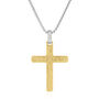 Men&#39;s Brushed Cross Pendant in Sterling Silver and Vermeil