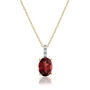 Oval Garnet &amp; Diamond Pendant in 10K Yellow Gold 