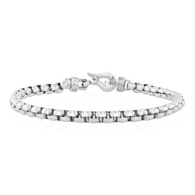 Men's Diamond Terminal Bracelet in Stainless Steel (1/10 ct. tw.)