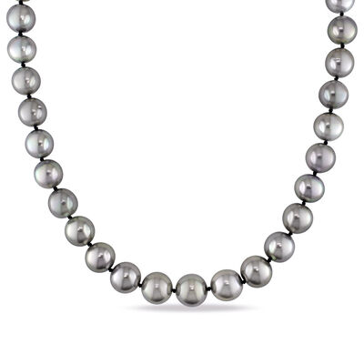 Black Cultured Tahitian Pearl Necklace in 14K White Gold, 10-13mm, 18”